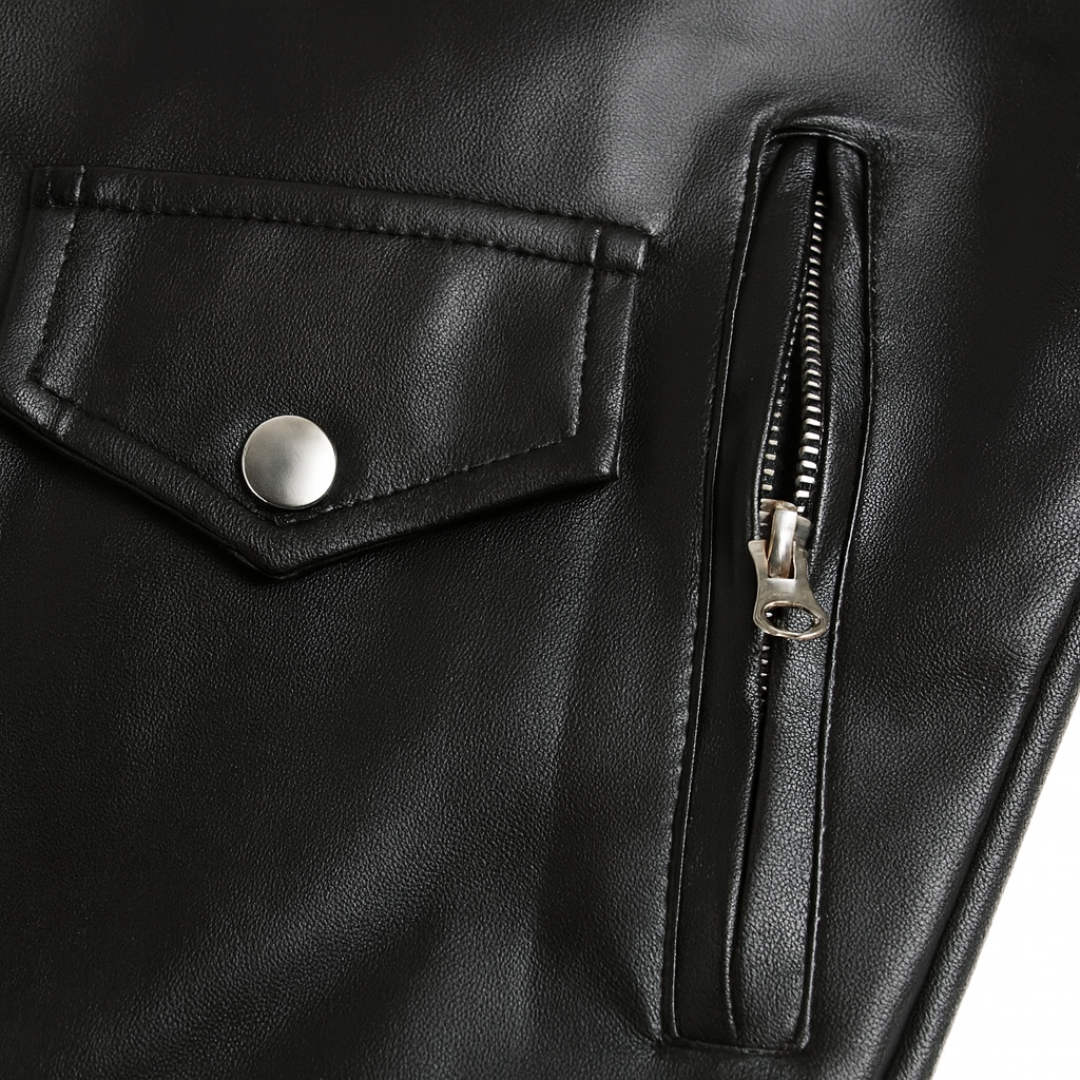 RYDER – CLASSIC BLACK LEATHER BIKER JACKET